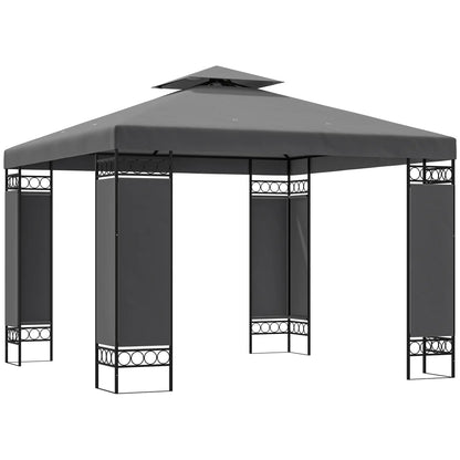 10 x 10 FT Canopy Gazebo, Double Roof With Screen Panels, Dark Grey Gazebos at Gallery Canada