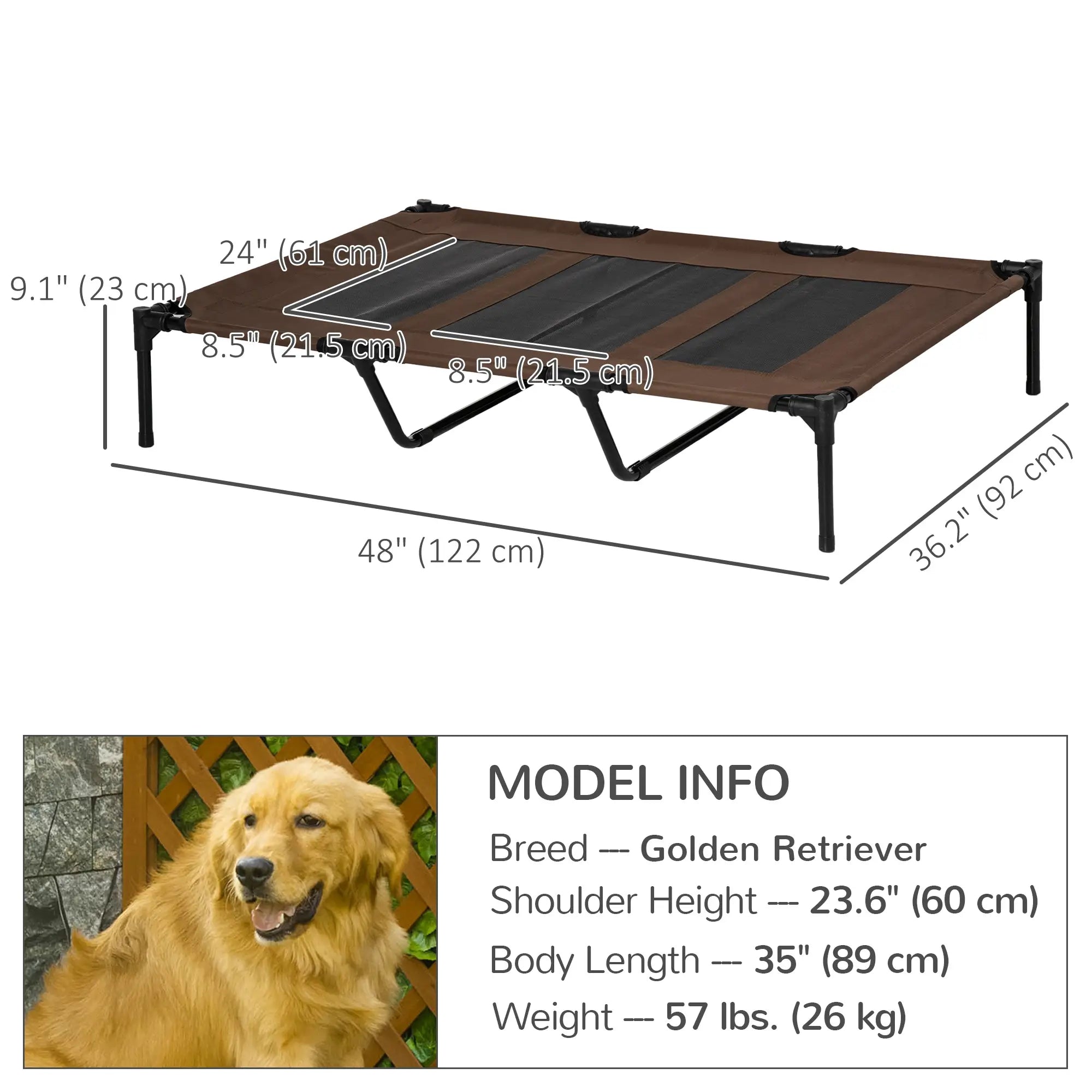 Elevated Dog Bed, XL Dog Cot, 48