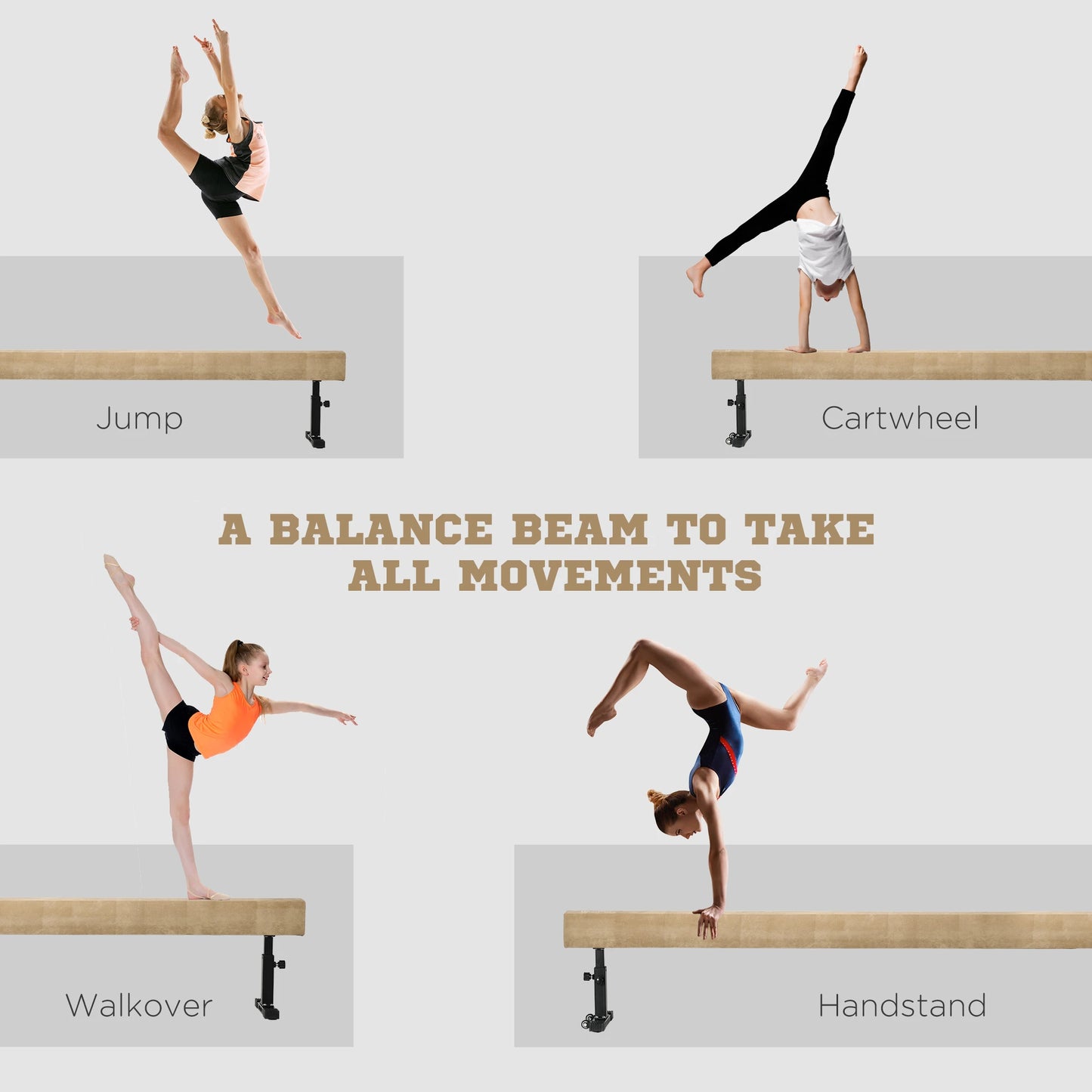 7.5ft Adjustable Balance Beam, Gymnastics Equipment with Wheels, for Training Aerobic Equipment at Gallery Canada