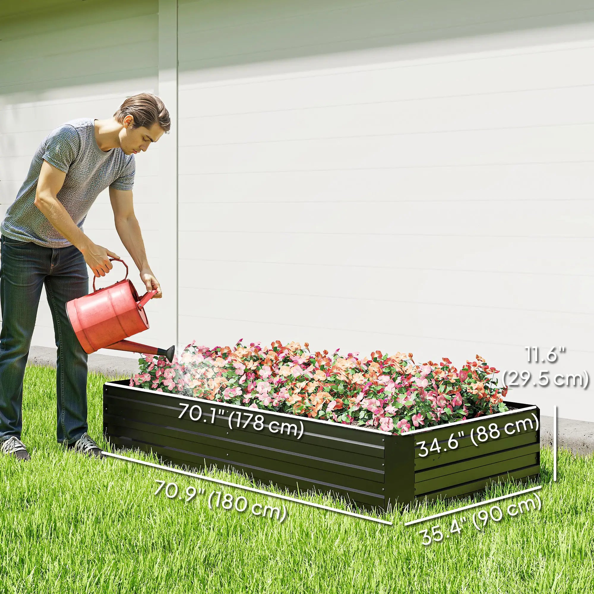 6' x 3' x 1' Raised Garden Bed, 2 Trellis Tomato Cages, Steel Frame, Black Raised Garden Beds at Gallery Canada