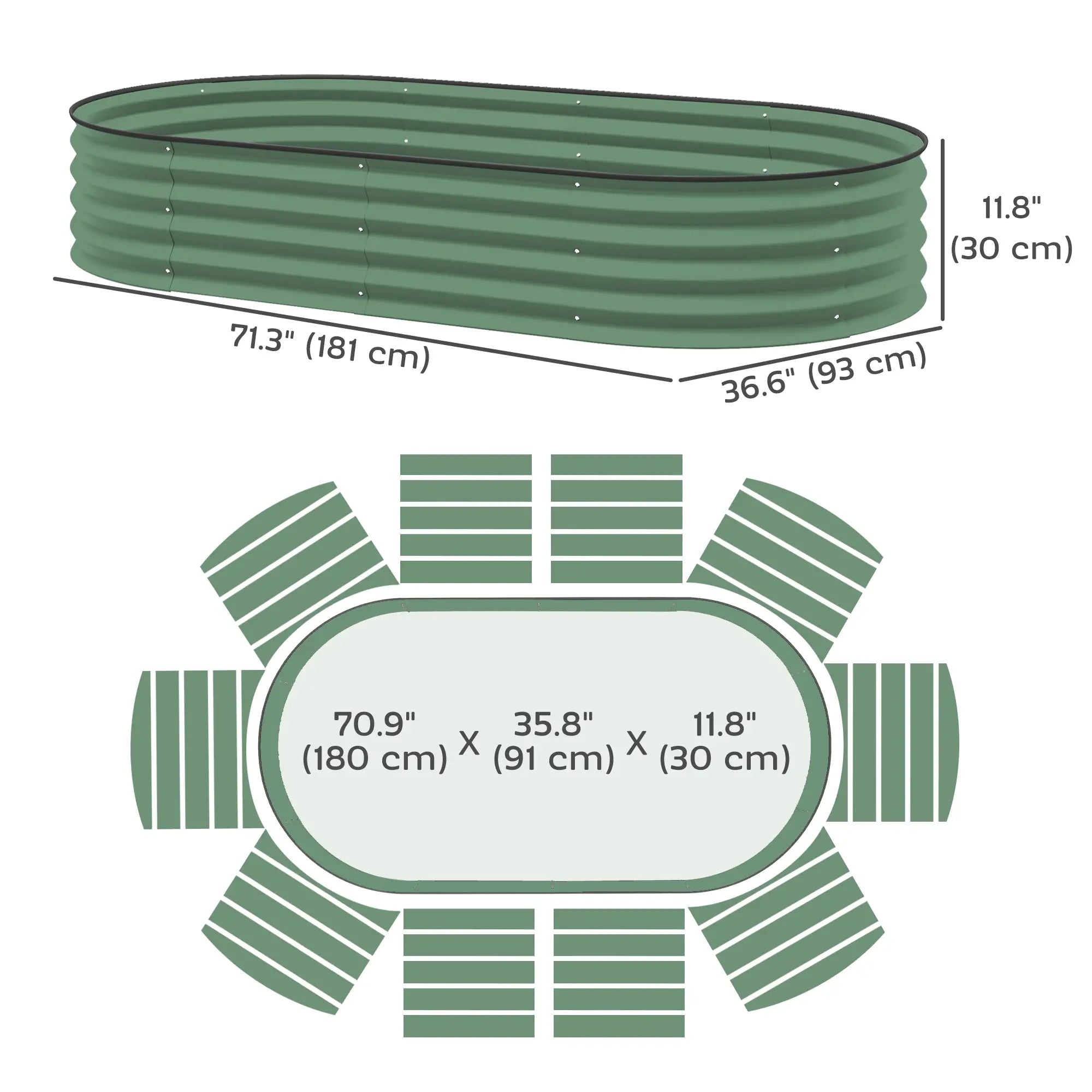 6' x 3' x 1' Galvanized Raised Garden Bed, Light Green Galvanized Planter Boxes at Gallery Canada