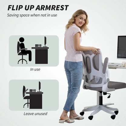 Ergonomic Swivel Office Chair, Adjustable Lumbar Support, Grey Task Chairs at Gallery Canada