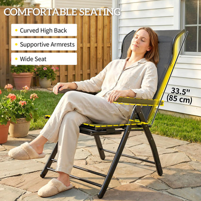 Folding Patio Chairs Set of 2, 5-Position Outdoor Lounge Chairs, Dark Grey Lounger Chairs at Gallery Canada