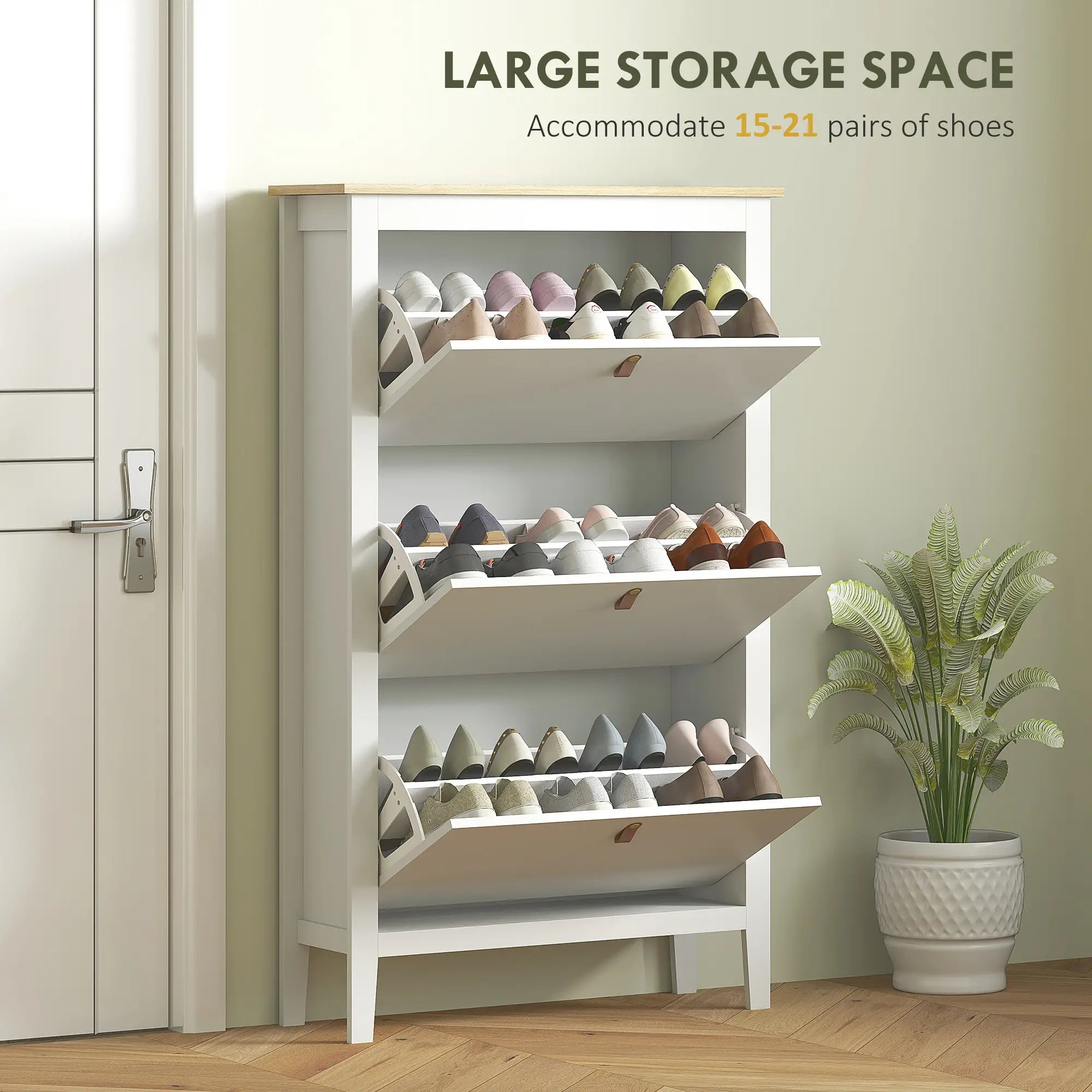 Narrow 3-Flip Drawer Shoe Cabinet, Adjustable Shelves, White Shoe Storage Cabinets & Racks at Gallery Canada