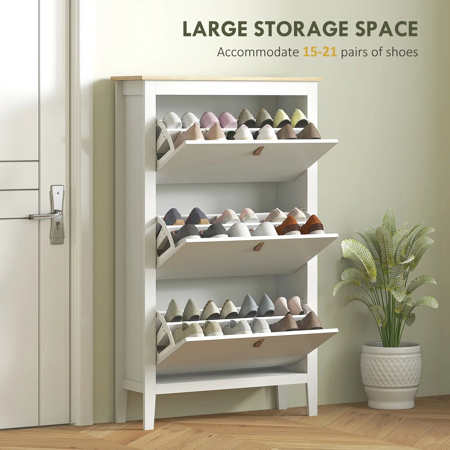 Narrow 3-Flip Drawer Shoe Cabinet, Adjustable Shelves, White Shoe Storage Cabinets & Racks at Gallery Canada