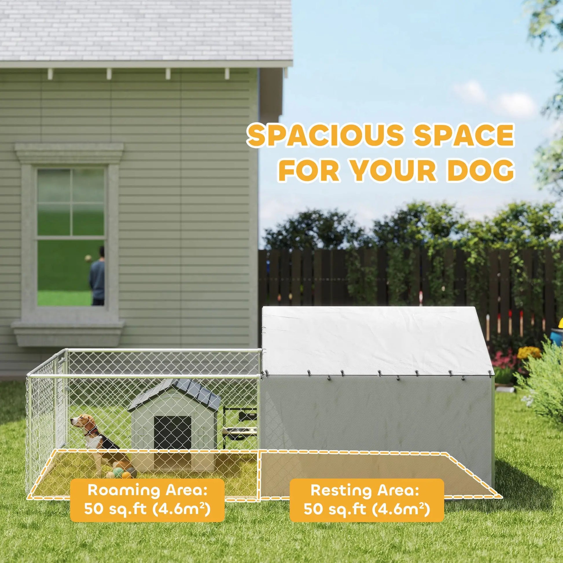 Galvanized Steel Dog Kennel, Outdoor, Waterproof UV-Resistant Cover, Large Dogs, 13.1' x 7.5' x 4.9' Houses, Kennels & Pens at Gallery Canada