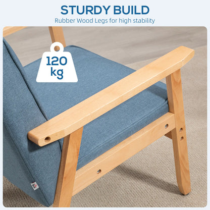 Modern Fabric Armchair, Tufted Back, Wood Legs, Thick Padding, Blue Accent Chairs at Gallery Canada