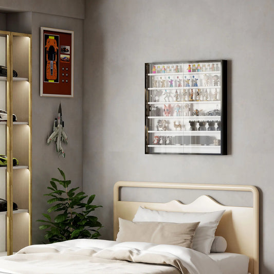 7-Tier Glass Display Cabinet, Black And White Display Bookshelves Black, White at Gallery Canada