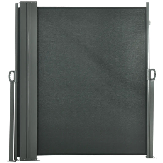 236" x 71" Outdoor Privacy Wall, Retractable Awning, Patio Screen, Grey Side Awnings Grey at Gallery Canada