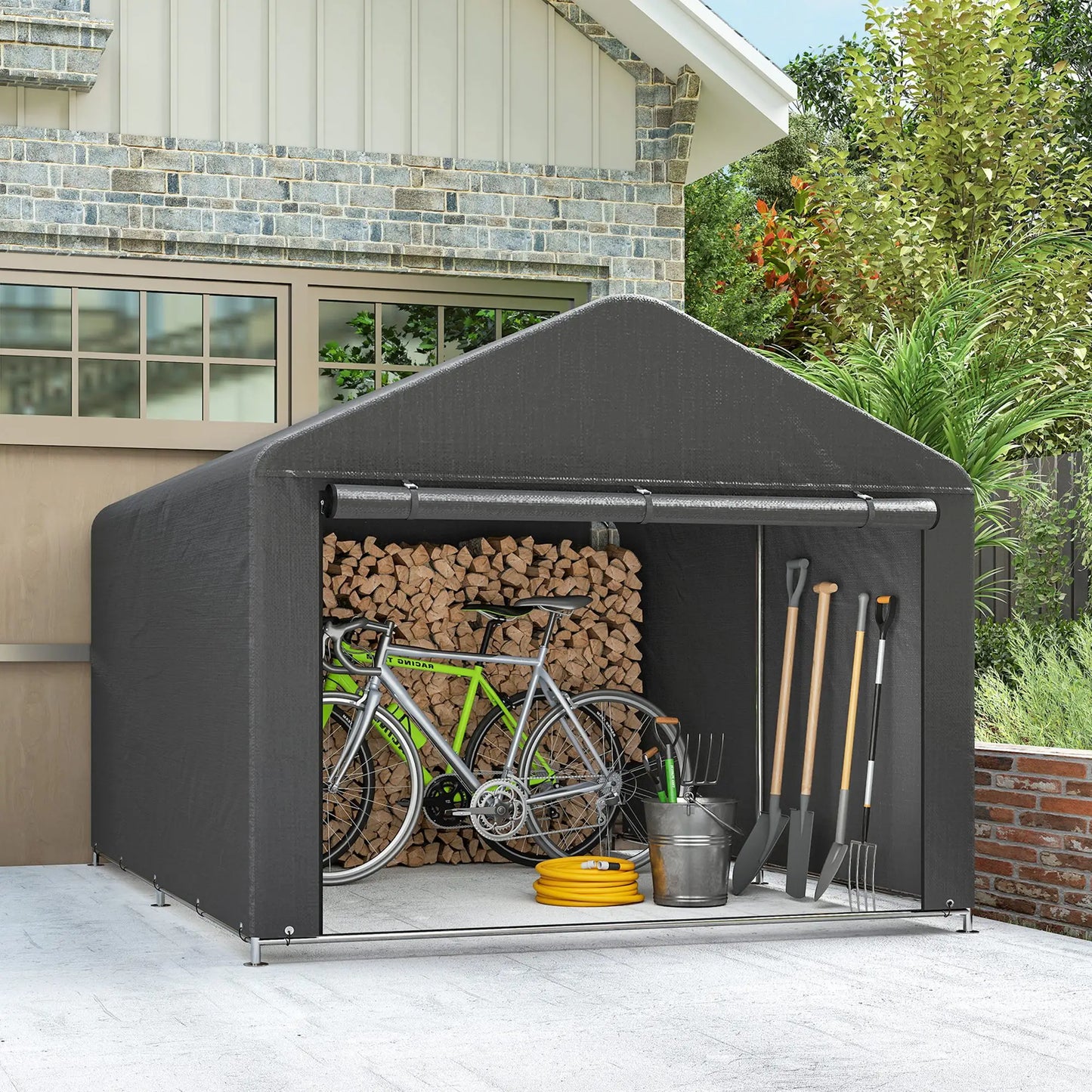6.6' x 7.8' Portable Shed, Waterproof Bike Tent, Dark Grey Sheds at Gallery Canada