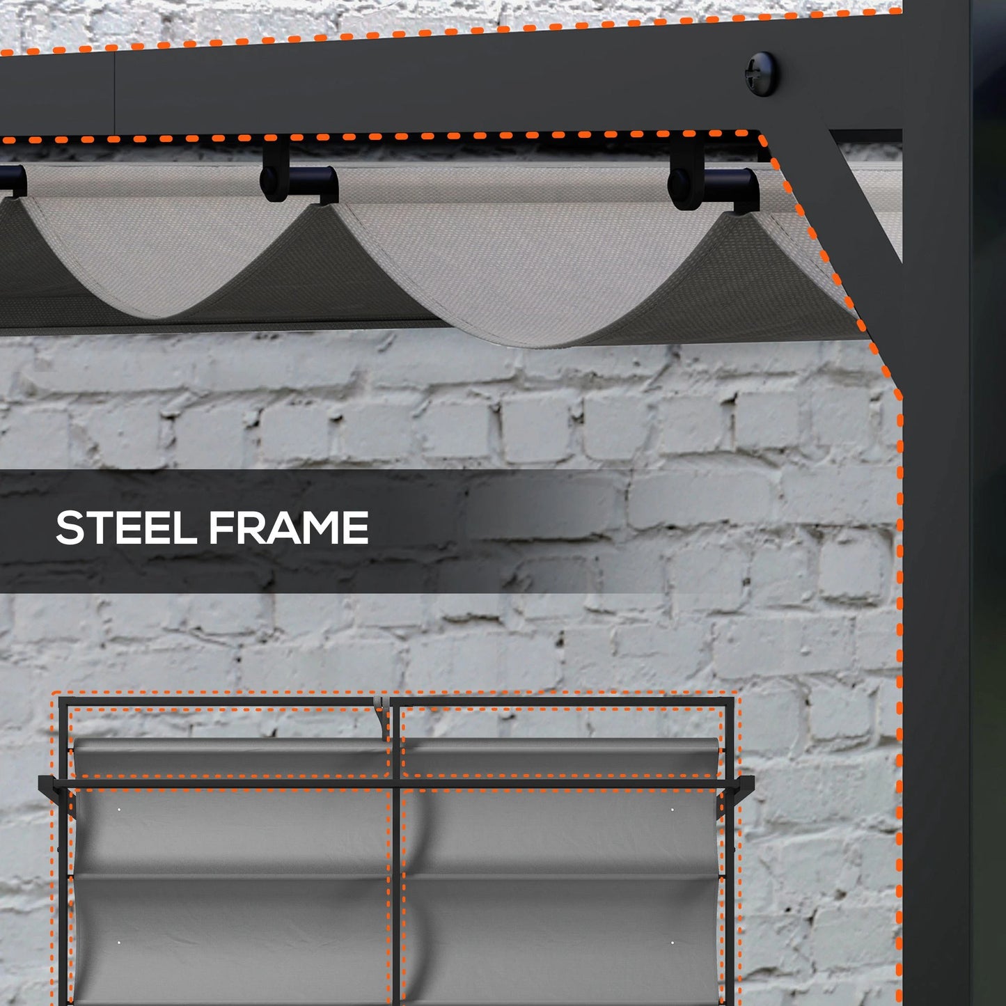 10' x 10' Retractable Pergola, Garden Gazebo, Dark Grey Pergolas at Gallery Canada