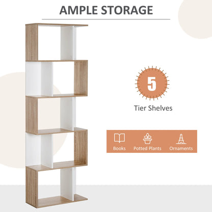 5-Tier Geometric Bookcase, Modern Room Divider, White Display Bookshelves at Gallery Canada