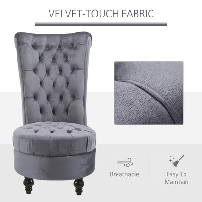 45" Tufted High Back Velvet Accent Chair, Soft Padded Lounge, Ash Grey Single Sofas at Gallery Canada