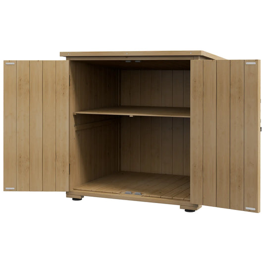 Wooden Outdoor Storage Cabinet, Garden Shed With Shelf, Double Doors, Natural Sheds Natural at Gallery Canada