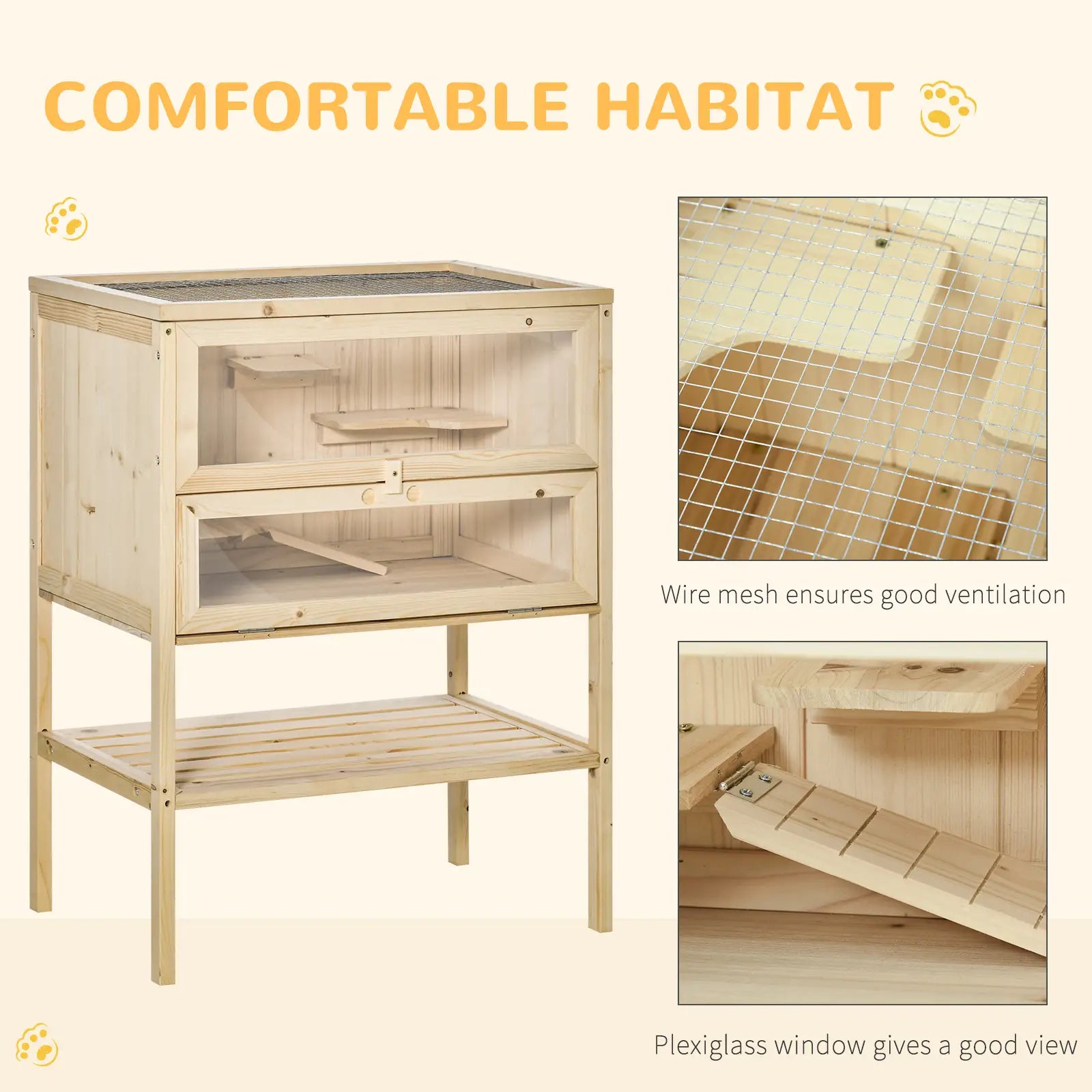 3 Tier Fir Wood Hamster Cage, Small Animals Play House, Exercise Center Hamster Cages at Gallery Canada