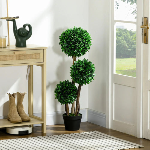 3ft Artificial Tree, Triple Ball Boxwood Topiary, Indoor Outdoor