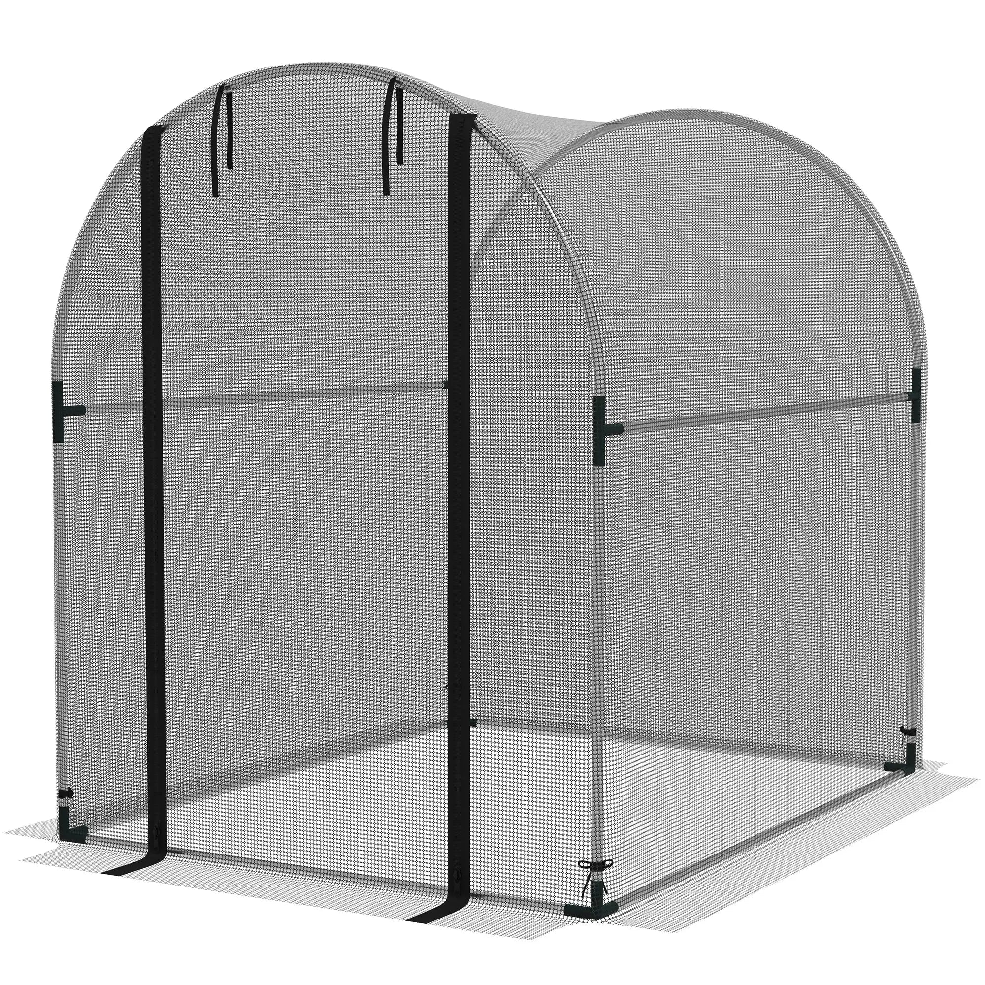 4.9' x 3.9' Crop Cage, Zipper Roll-Up Door, Mesh Plant Protection Tent Greenhouses Black, Silver at Gallery Canada