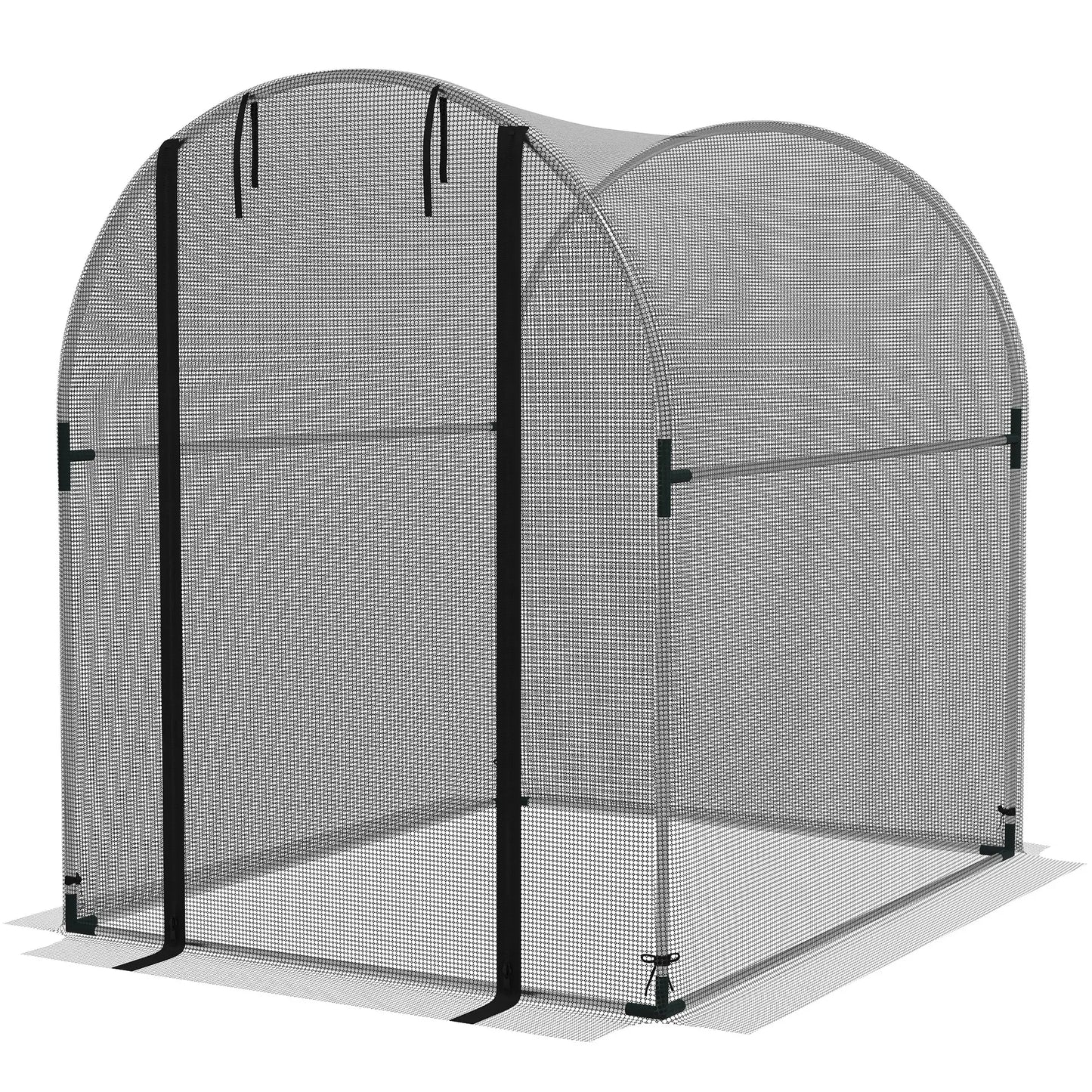 4.9' x 3.9' Crop Cage, Zipper Roll-Up Door, Mesh Plant Protection Tent Greenhouses Black, Silver at Gallery Canada