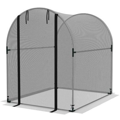 4.9' x 3.9' Crop Cage, Zipper Roll-Up Door, Mesh Plant Protection Tent Greenhouses Black, Silver at Gallery Canada