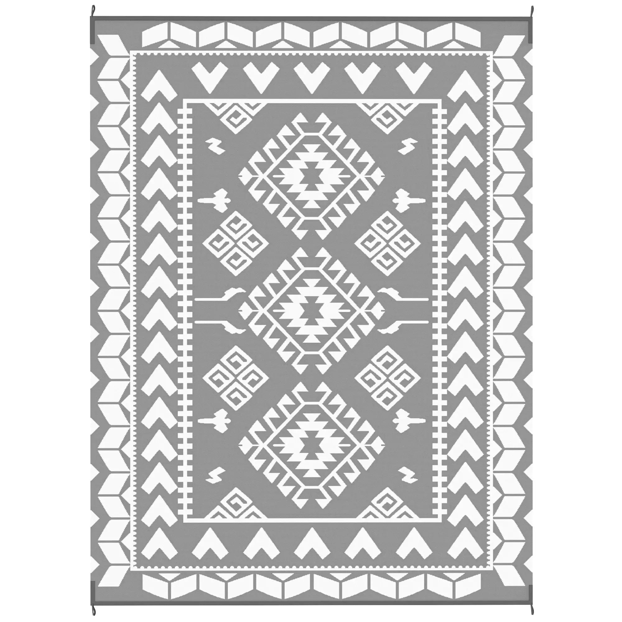 9' x 12' Outdoor RV Rug, Reversible Patio Mat, White and Grey Garden Decor White and Grey at Gallery Canada