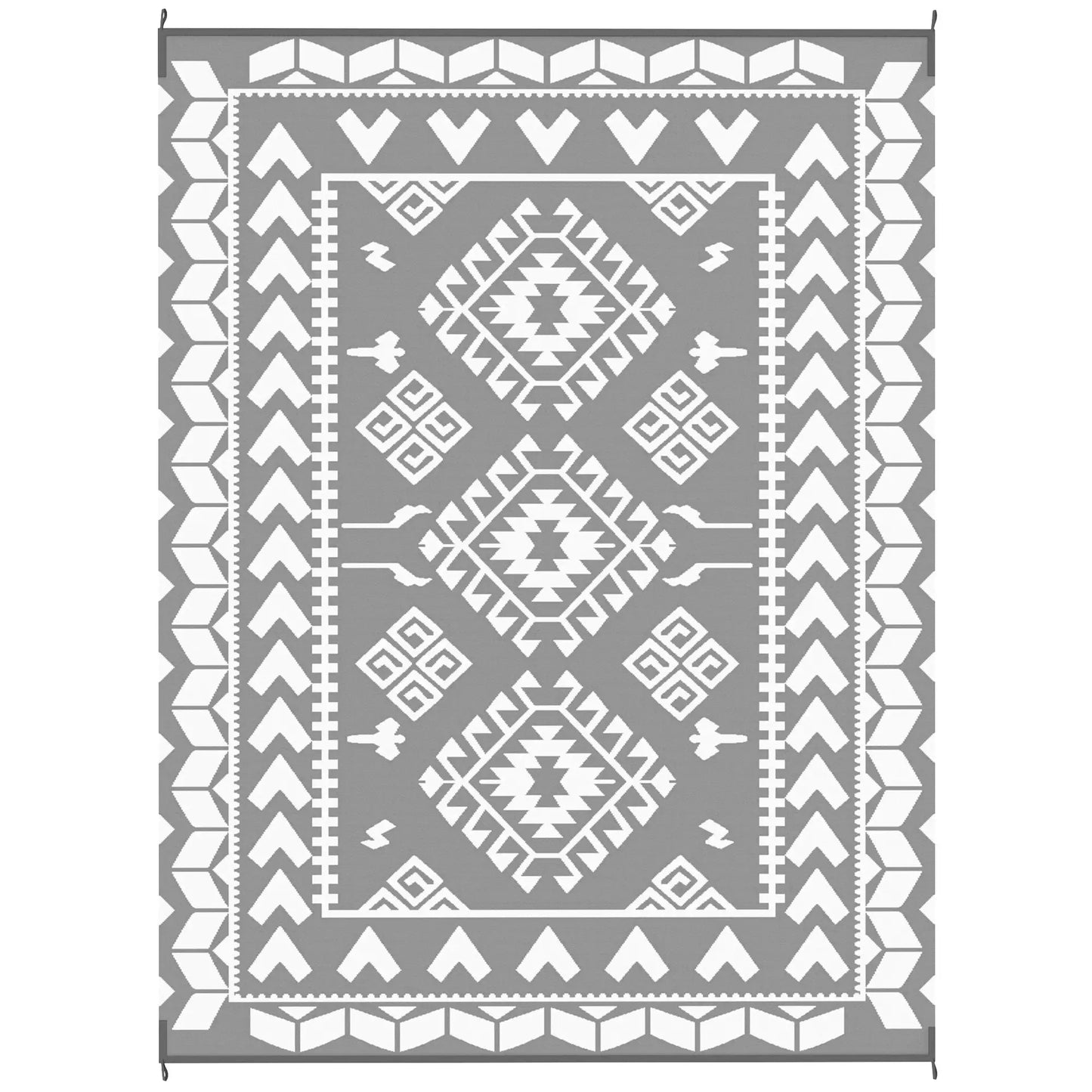 9' x 12' Outdoor RV Rug, Reversible Patio Mat, White and Grey Garden Decor White and Grey at Gallery Canada