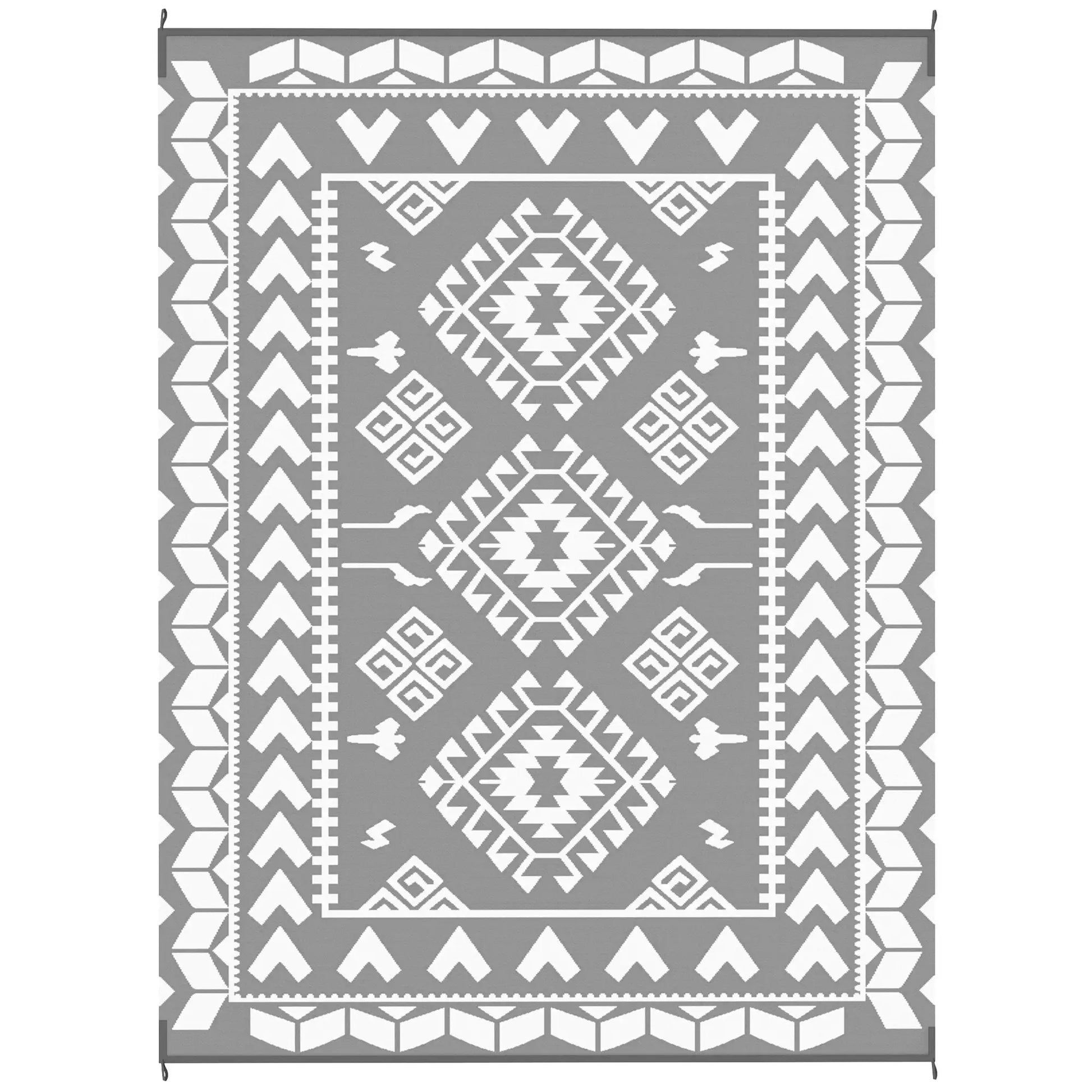 9' x 12' Outdoor RV Rug, Reversible Patio Mat, White and Grey Garden Decor White and Grey at Gallery Canada