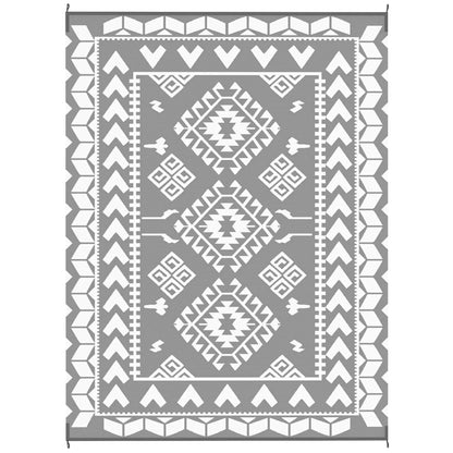 9' x 12' Outdoor RV Rug, Reversible Patio Mat, White and Grey Garden Decor White and Grey at Gallery Canada