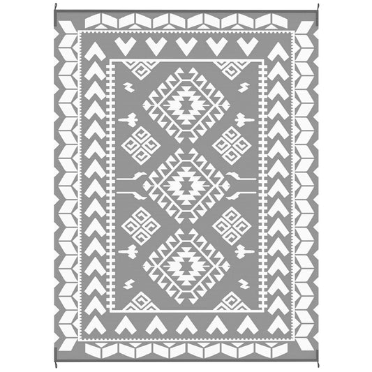 9' x 12' Outdoor RV Rug, Reversible Patio Mat, White and Grey Garden Decor White and Grey at Gallery Canada