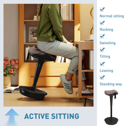 Backless Wobble Stool, Adjustable Standing Desk Chair, Brown Office Chairs at Gallery Canada