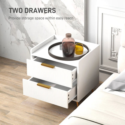 Bedside Table, Nightstand with 2 Drawers, Metal Legs, White Bedside Tables at Gallery Canada