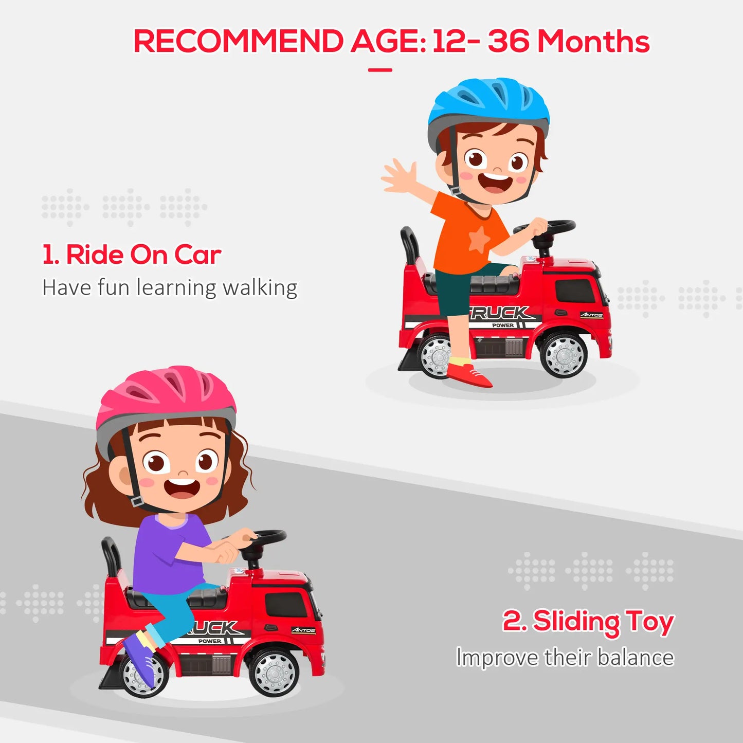 Kids Ride On Car, Foot to Floor Slider, Steering Wheel, Horn, Headlight, Red Push Cars for Toddlers at Gallery Canada