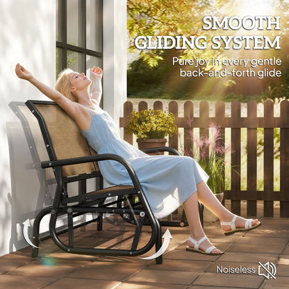 Outdoor Steel Glider Bench, Sling Fabric Swing Chair, Brown Outdoor Gliders at Gallery Canada