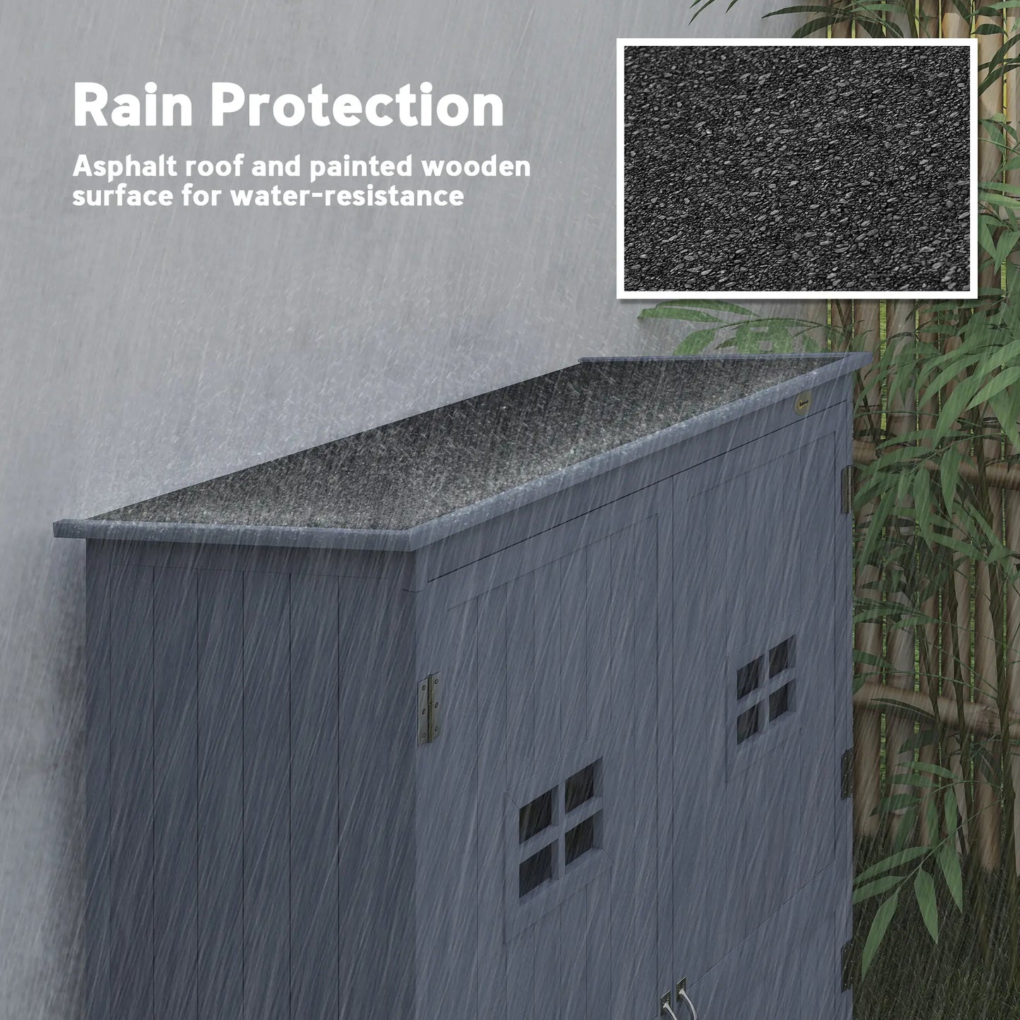 4x1.5ft Wooden Storage Shed, Outdoor Tool Cabinet, Dark Grey