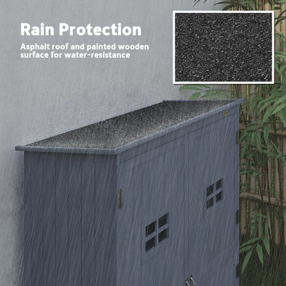 4x1.5ft Wooden Storage Shed, Outdoor Tool Cabinet, Dark Grey