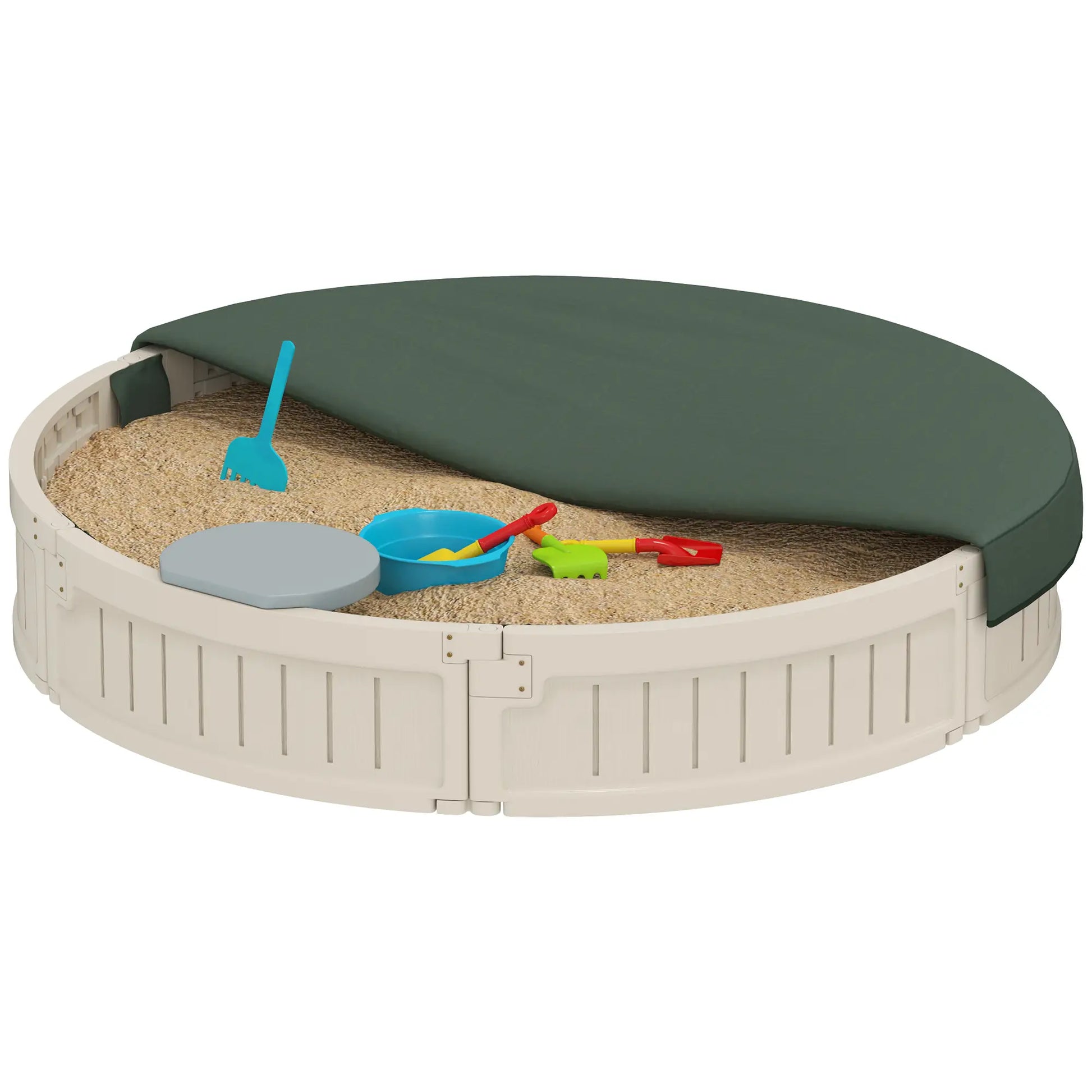 Kids Outdoor Sandbox with Cover, Waterproof Canopy, 3-12 Years, Cream White Sandboxes & Accessories at Gallery Canada
