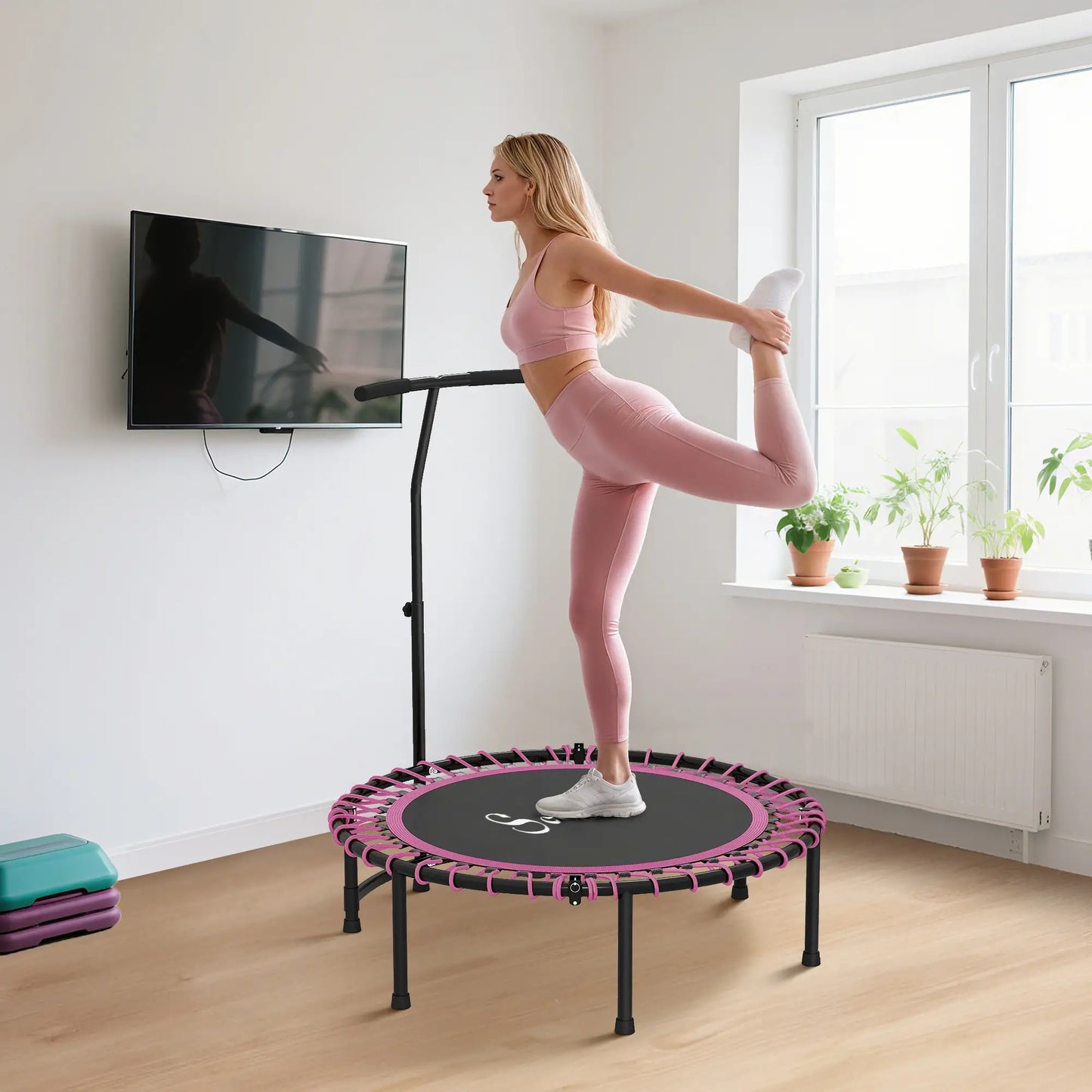 45" Mini Trampoline For Adults, Foldable Fitness Rebounder Trampolines at Gallery Canada