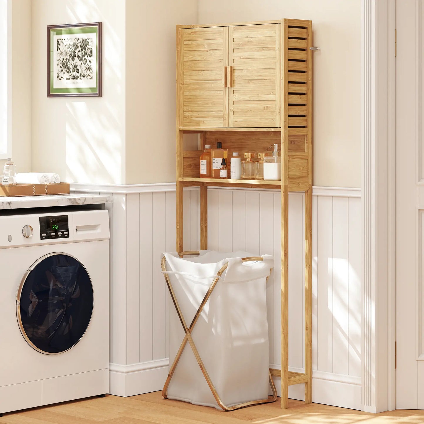 Over The Toilet Cabinet, 2 Doors, Adjustable Shelf, Natural Wood Finish Over The Toilet Storage at Gallery Canada
