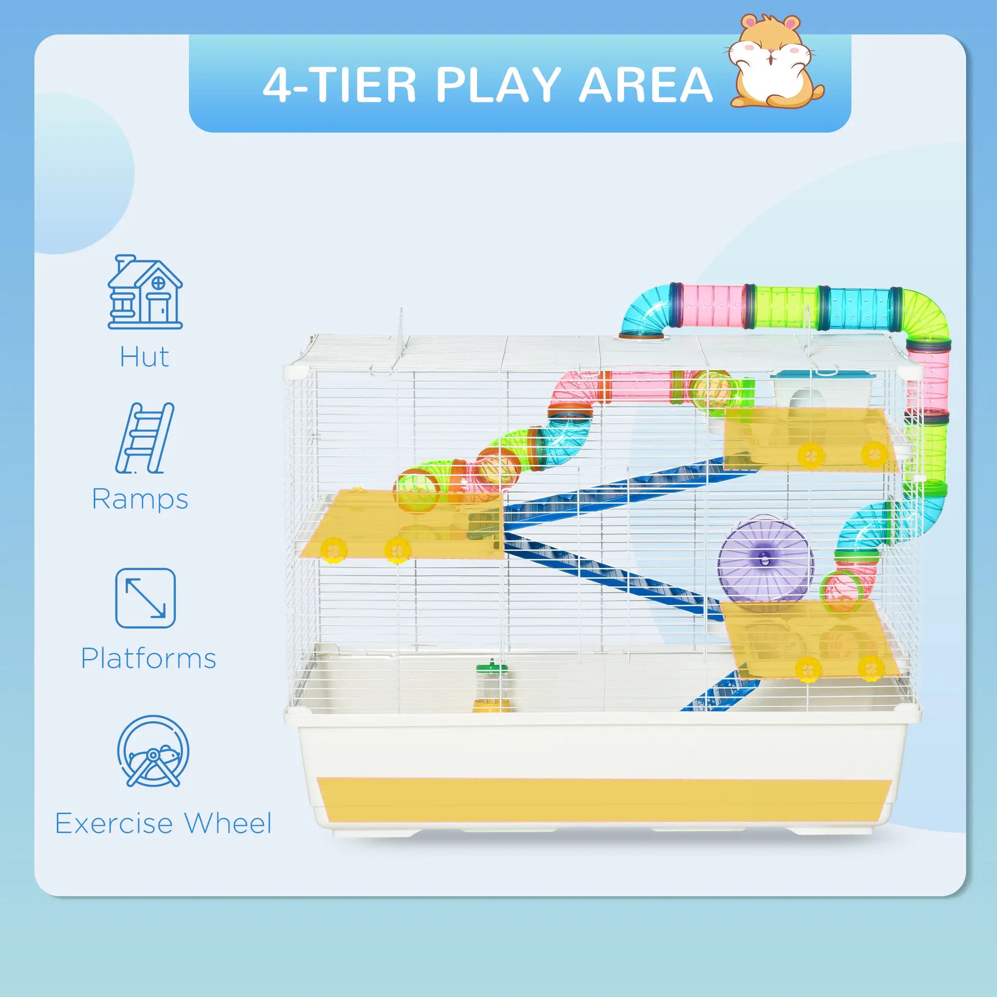 31" Large Hamster Cage, Small Animal House, Tunnel Tube System, White Hamster Cages at Gallery Canada