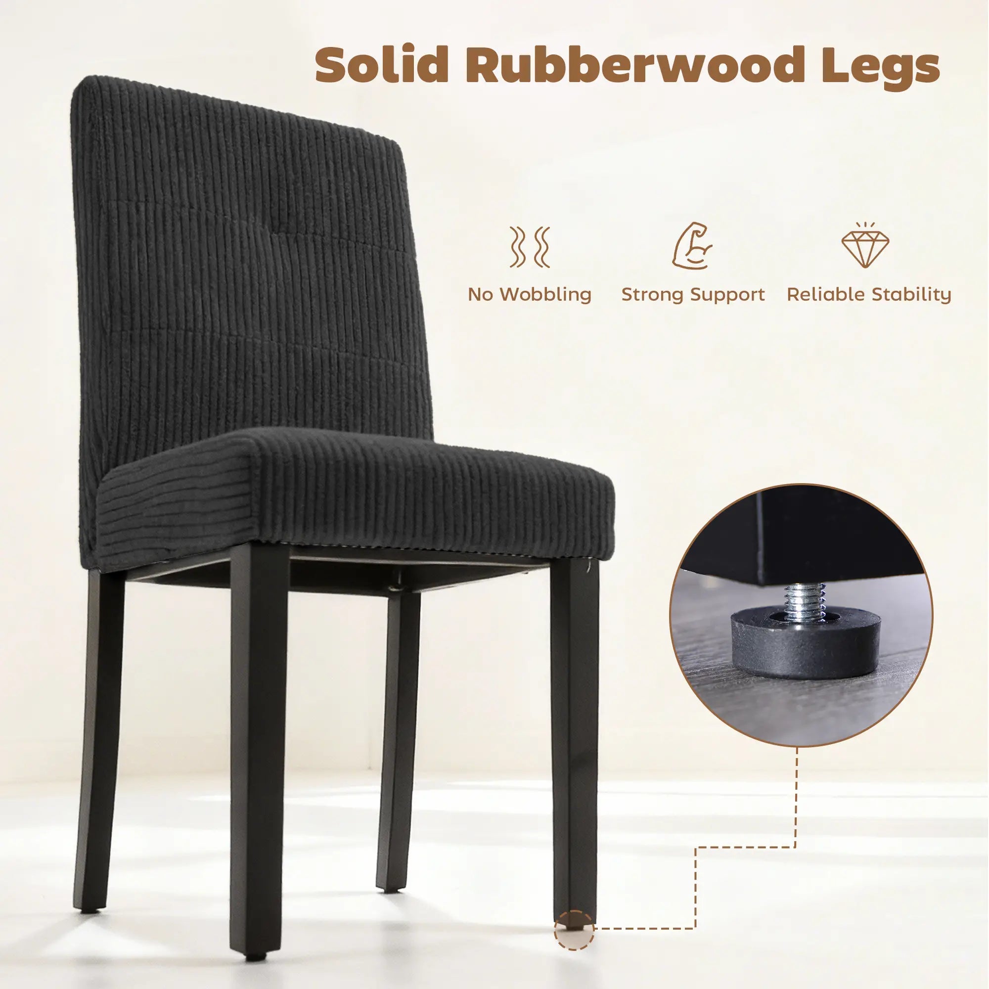 Modern Dining Chairs Set Of 4, Rubberwood Legs, Padded Seat, Black Dining Chairs at Gallery Canada