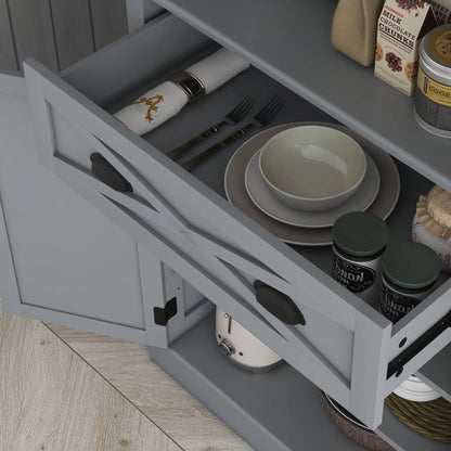 72.5" Kitchen Pantry Cabinet, 4 Doors, Drawer, Adjustable Shelves, Grey Kitchen Pantry Cabinets at Gallery Canada