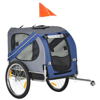 Foldable Dog Bike Trailer, Pet Cargo Carrier, Blue and Grey Dog Bike Trailers & Strollers Blue and Grey at Gallery Canada