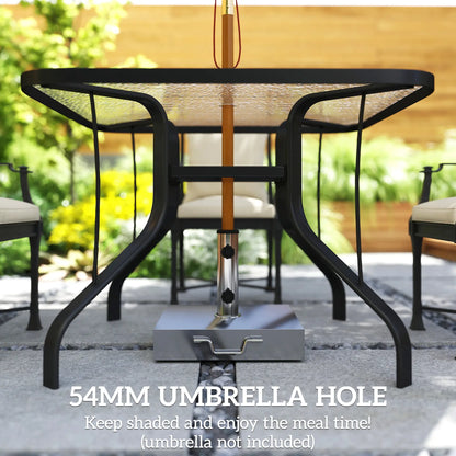 Tempered Glass Square Patio Table, 2.1" Umbrella Hole, 38" x 38" x 28" Patio Dinning Tables at Gallery Canada