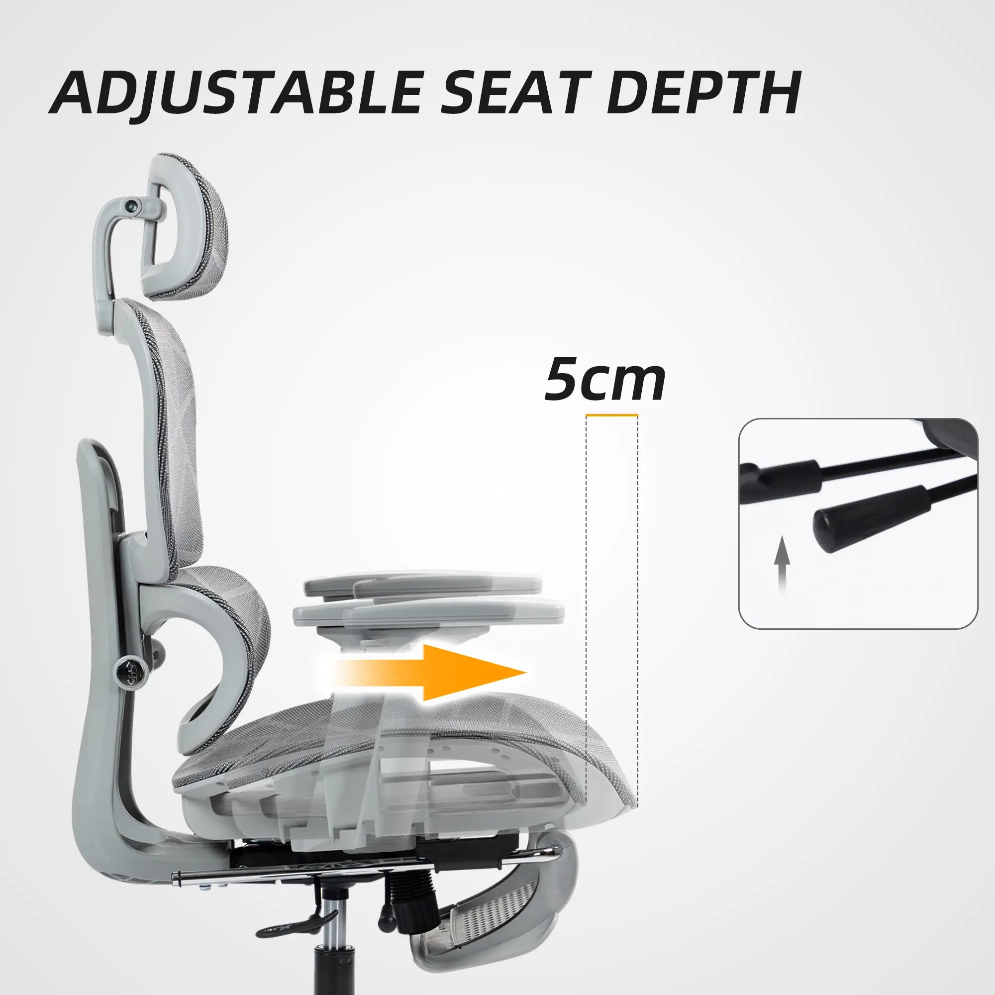 Mesh Office Chair, 3D Armrest, High Back, Lumbar Support, 135° Recline, Adjustable Headrest, Grey Executive & Manager Chairs at Gallery Canada