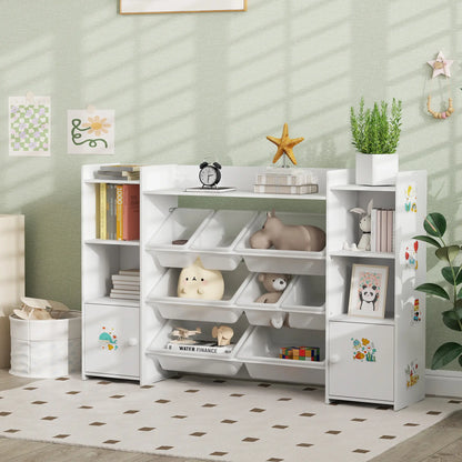 Kids Toy Organizer With 8 Removable Bins, Bookshelf, White Bookshelves & Bookcases at Gallery Canada