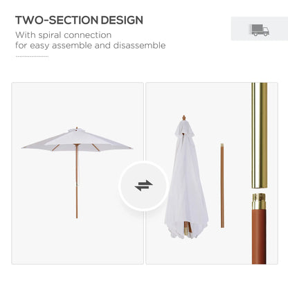9' x 8' H Patio Umbrella, Hardwood Frame, Wind Vent, White Sun Umbrellas at Gallery Canada