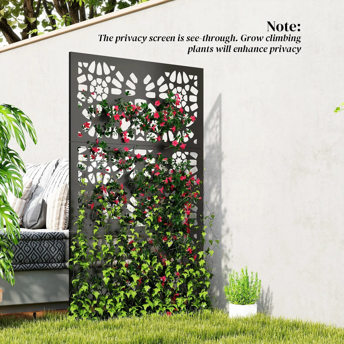 Metal Outdoor Privacy Screen 72x38 Freestanding, Black Side Awnings at Gallery Canada