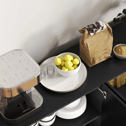 Sideboard Storage Cabinet, Adjustable Shelves, Soft Close Doors, Black Kitchen Pantry Cabinets at Gallery Canada