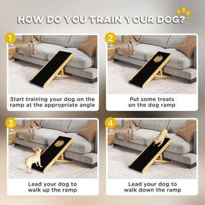 33 Foldable Dog Ramp, 4-Level Adjustable, Natural Wood Dog Stairs at Gallery Canada