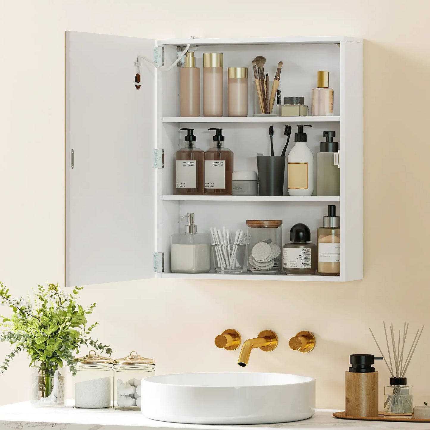 Medicine Cabinet With Lights, Demister Pad, Adjustable Shelves, White Mirror Medicine Cabinets at Gallery Canada