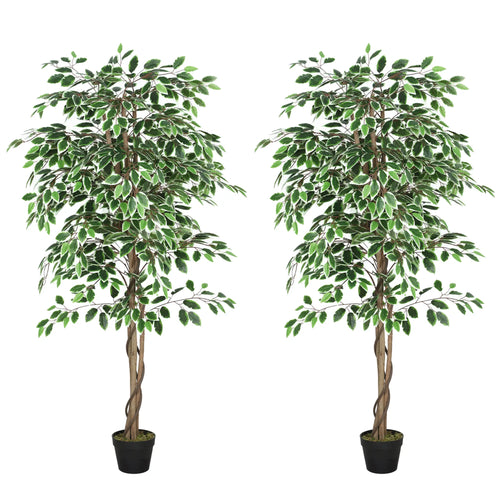 5.3 FT Artificial Ficus Tree With Pot, Indoor Home Office Decor